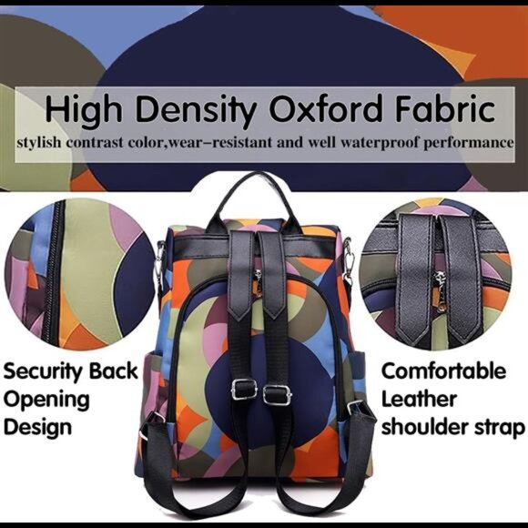 Anti-theft Backpack for Women Waterproof Classic Nylon Laptop Print Rucksack